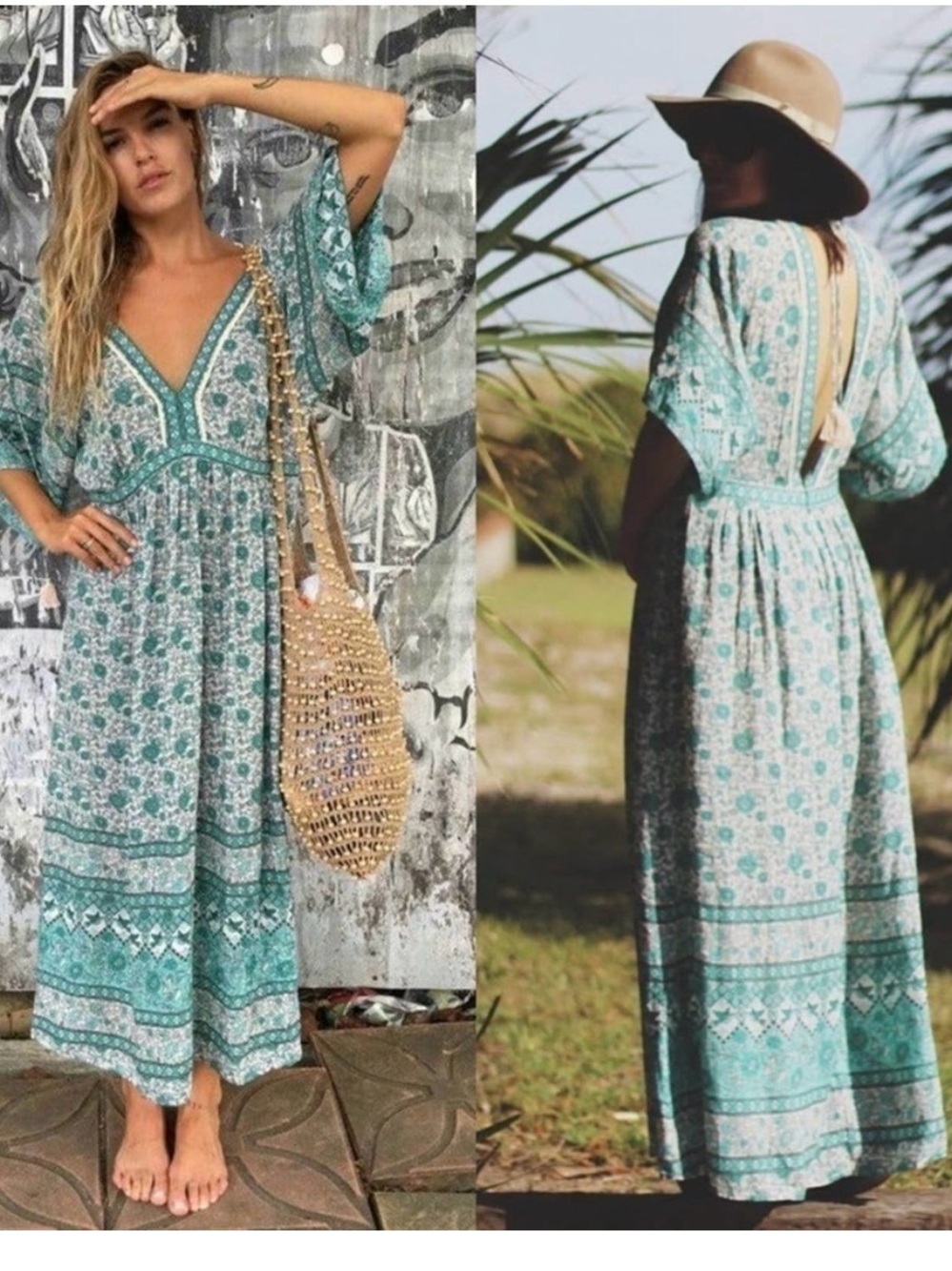 Spell Kombi Sage Midi Dress S EUC - Picture 2 of 7